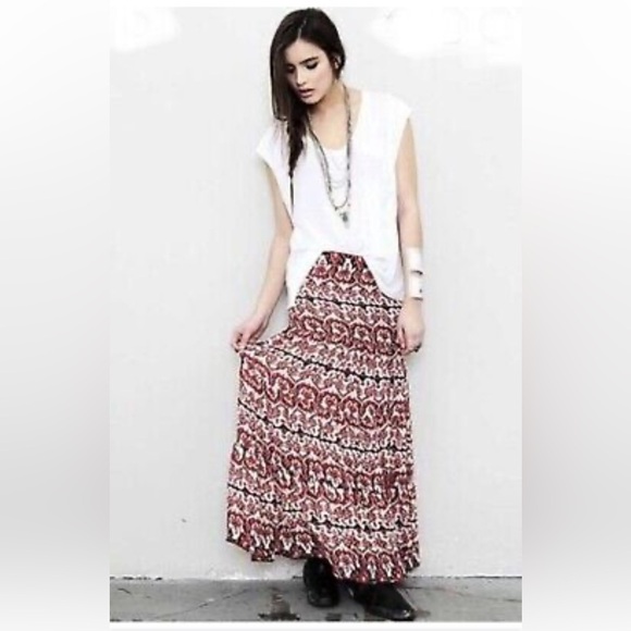 Planet Blue Blu Moon Almost Famous Boho Tiered Maxi Skirt Size Medium New - Picture 1 of 5